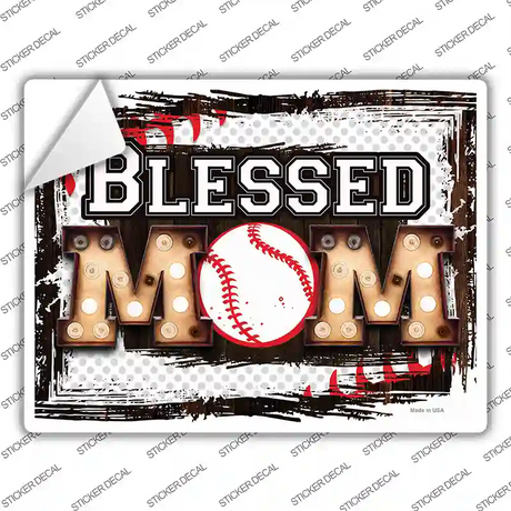 Blessed Baseball Mom Novelty Rectangle Sticker Decal Small