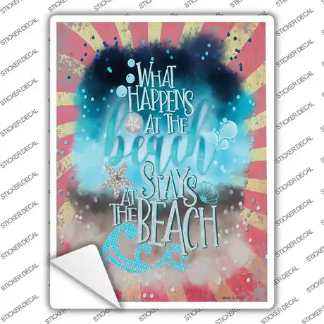 What Happens at the Beach Novelty Rectangle Sticker Decal Small