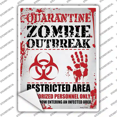 Quarantine Zombie Outbreak Novelty Rectangle Sticker Decal Small