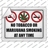 No Tobacco or Marijuana Smoking Novelty Rectangle Sticker Decal Small