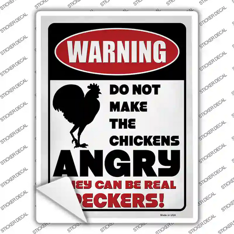 Warning Dont Make Chickens Angry Novelty Rectangle Sticker Decal Small