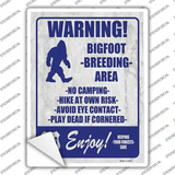 Warning Bigfoot Breading Area Novelty Rectangle Sticker Decal Small