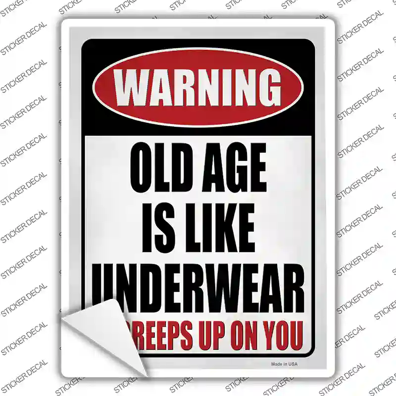 Old Age is like Underwear Novelty Rectangle Sticker Decal Small