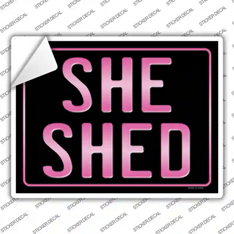 She Shed Pink Novelty Rectangle Sticker Decal Small