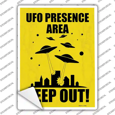 UFO Presence Area Keep Out Novelty Rectangle Sticker Decal Small