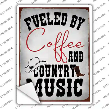 Coffee And Country Music Novelty Rectangle Sticker Decal Small