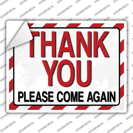 Thank You Striped Novelty Rectangle Sticker Decal