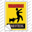 Beware of Dog Yellow Novelty Rectangular Sticker Decal Small