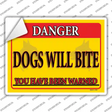 Dogs Will Bite Yellow Novelty Rectangular Sticker Decal Small