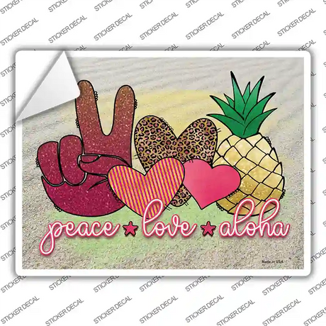 Peace Love Aloha Novelty Rectangle Sticker Decal
