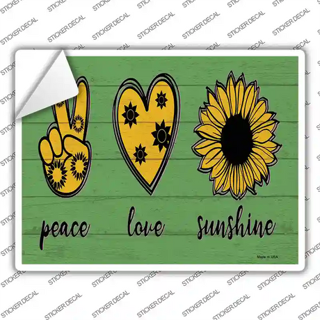 Peace Love Sunshine Novelty Rectangle Sticker Decal Small