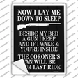 Beside My Bed A Gun I Keep Novelty Rectangle Sticker Decal Small