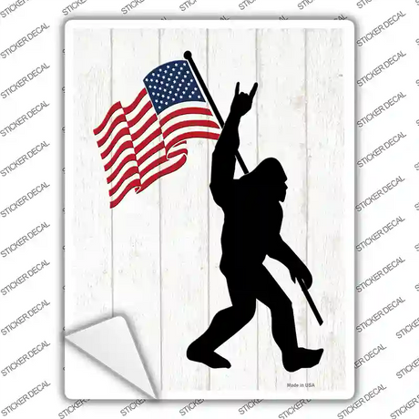 Squatch American Flag Novelty Rectangle Sticker Decal Small