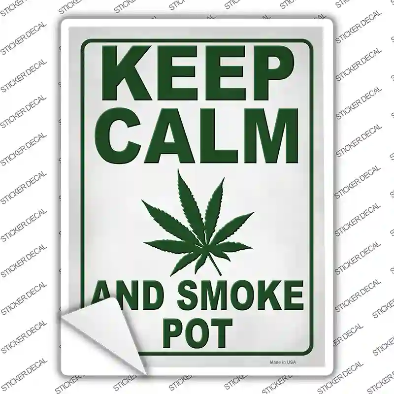 Keep Calm Smoke Pot Weed Novelty Rectangle Sticker Decal Small