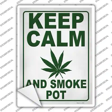 Keep Calm Smoke Pot Weed Novelty Rectangle Sticker Decal Small