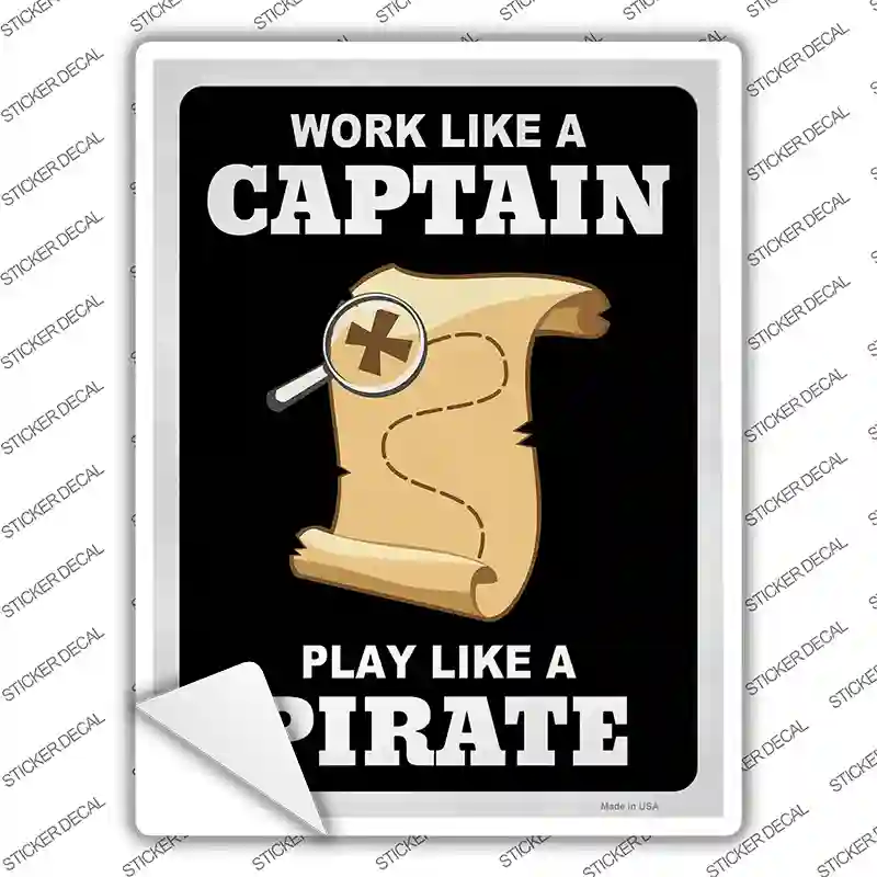 Play Like A Pirate Map Novelty Rectangle Sticker Decal