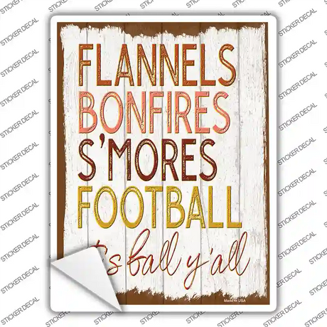 Flannels Bonfires Smores Novelty Rectangle Sticker Decal Small