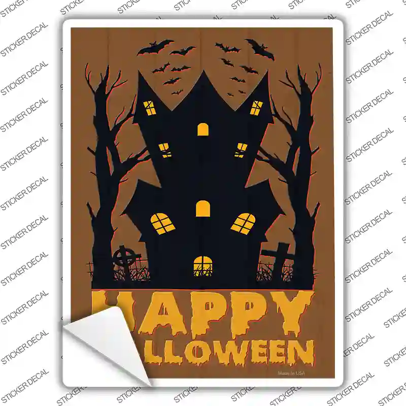Happy Halloween Haunted House Novelty Rectangle Sticker Decal