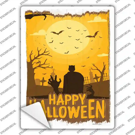 Happy Halloween Graveyard Novelty Rectangle Sticker Decal Small