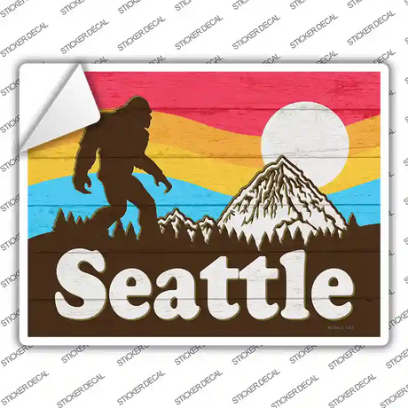 Seattle Bigfoot Silhouette Novelty Rectangle Sticker Decal Small