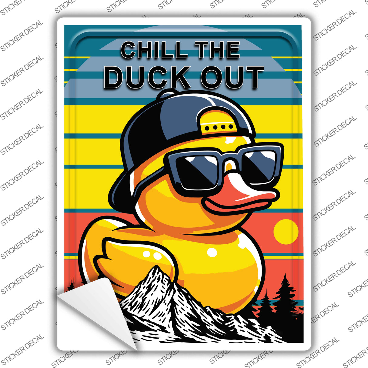 Chill The Duck Out Novelty Rectangle Sticker Decal P-4449s