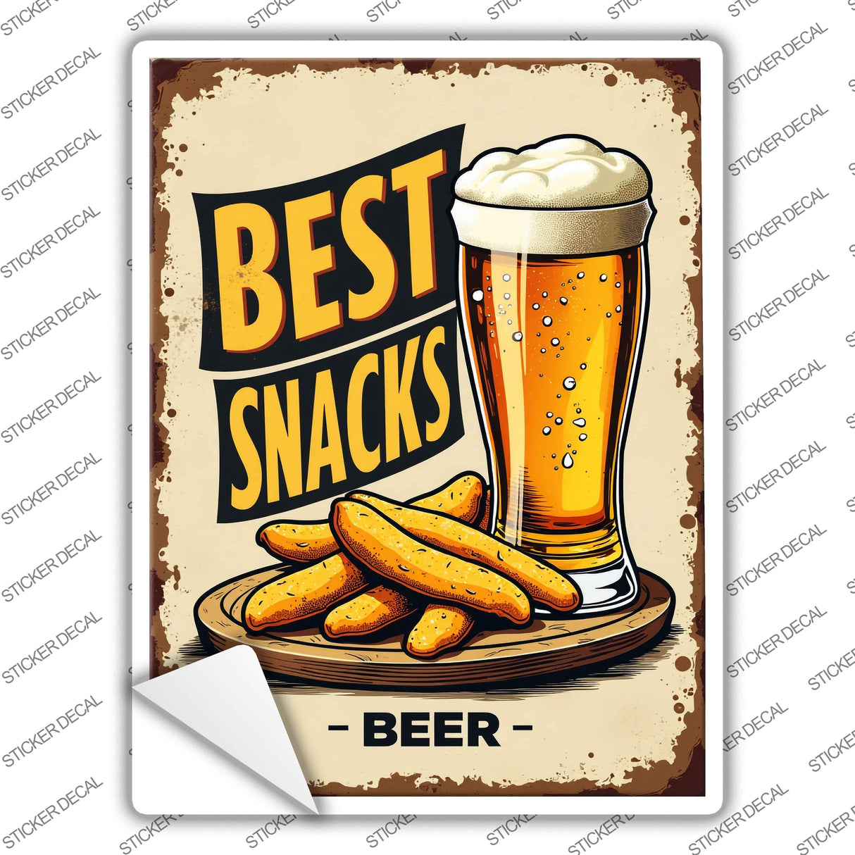 Best Snacks and Beer Novelty Rectangle Sticker Decal P-4455s