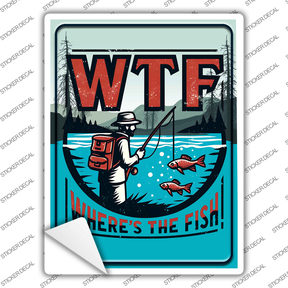 WTF Wheres the Fish Novelty Rectangle Sticker Decal P-4460s