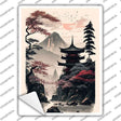 Japanese Pagoda Landscape Novelty Rectangle Sticker Decal P-4478s