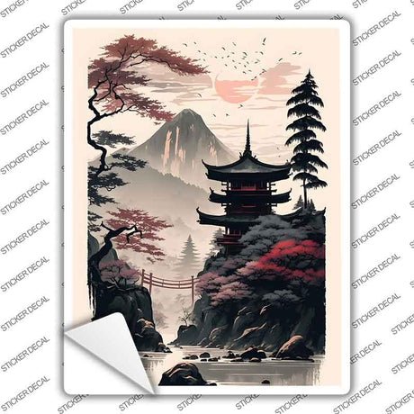Japanese Pagoda Landscape Novelty Rectangle Sticker Decal P-4478s