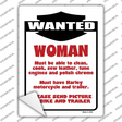 Motorcycle Woman Wanted Novelty Rectangle Sticker Decal Small