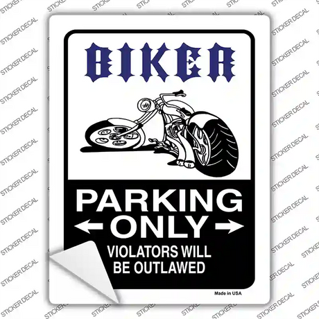 Biker Only Outlawed Novelty Rectangle Sticker Decal Small