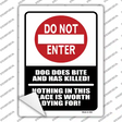 Do Not Enter Dog Bites Novelty Rectangle Sticker Decal Small