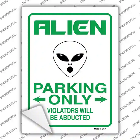 Alien Parking Novelty Rectangle Sticker Decal Small