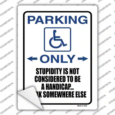 Handicapped Parking Novelty Rectangle Sticker Decal