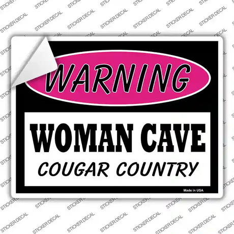 Woman Cave Cougar Country Novelty Rectangle Sticker Decal Small