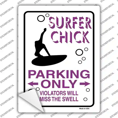 Surfer Chick Only Novelty Rectangle Sticker Decal Small