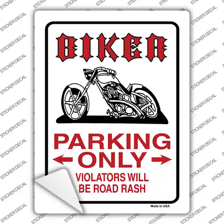 Biker Parking Only Novelty Rectangle Sticker Decal Small