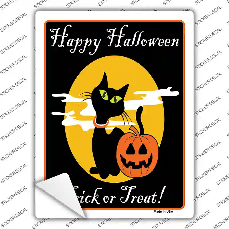 Happy Halloween Black Cat Novelty Rectangle Sticker Decal Small