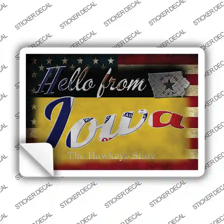 Hello From Iowa Novelty Postcard Sticker Decals Small