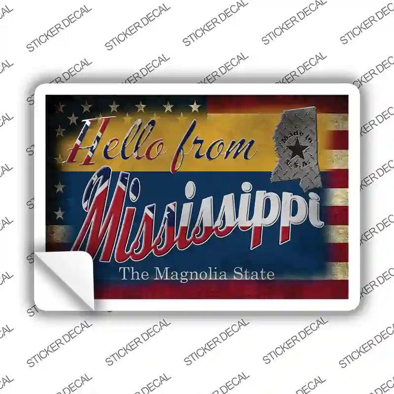 Hello From Mississippi Novelty Postcard Sticker Decals Small