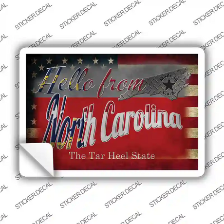 Hello From North Carolina Novelty Postcard Sticker Decals Small