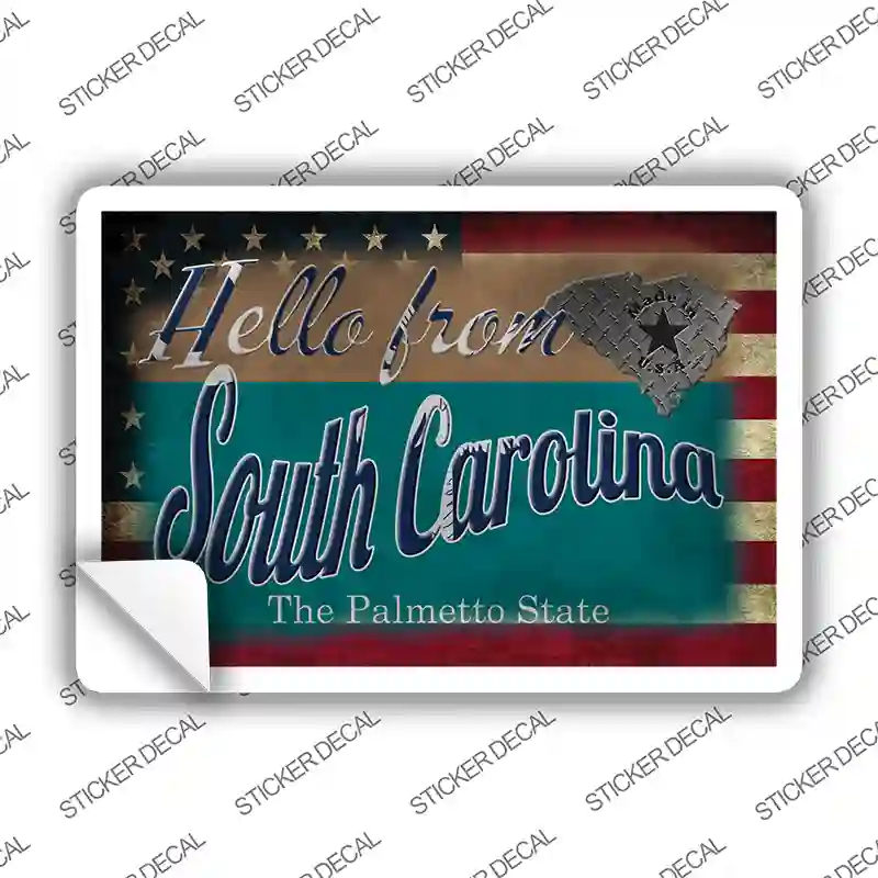 Hello From South Carolina Novelty Postcard Sticker Decals Small