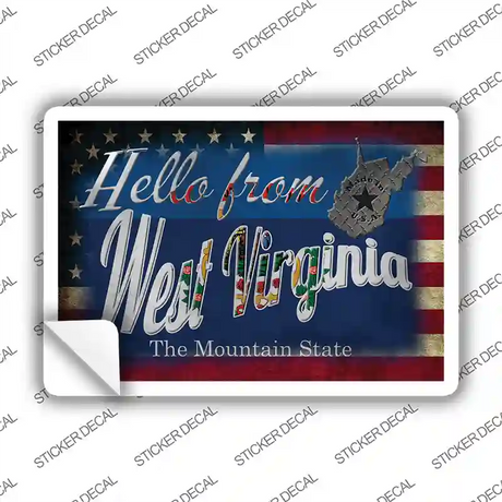 Hello From West Virginia Novelty Postcard Sticker Decals Small