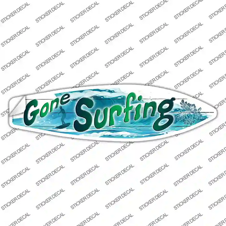 Gone Surfing Blue Novelty Surfboard Sticker Decal Small