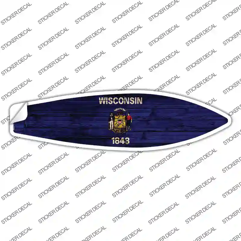 Wisconsin State Flag Novelty Surfboard Sticker Decal Small