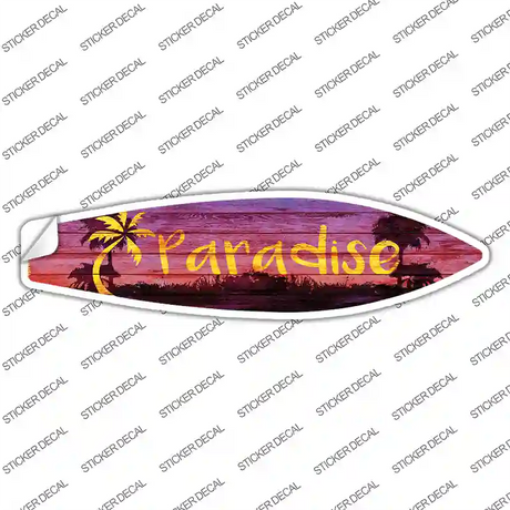 Paradise With Palm Tree Novelty Surfboard Sticker Decal Small