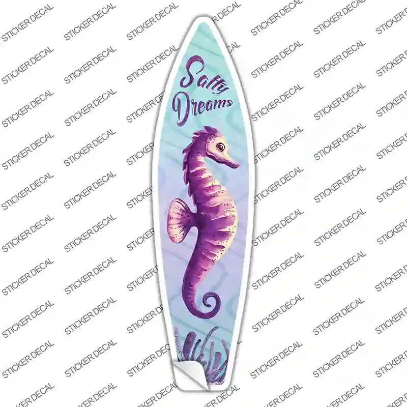 Salty Dreams Seahorse Novelty Surfboard Sticker Decal Small