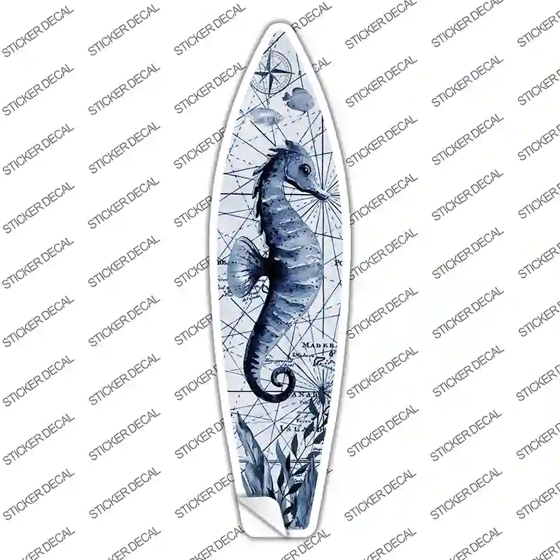 Black and White Seahorse Novelty Surfboard Sticker Decal Small