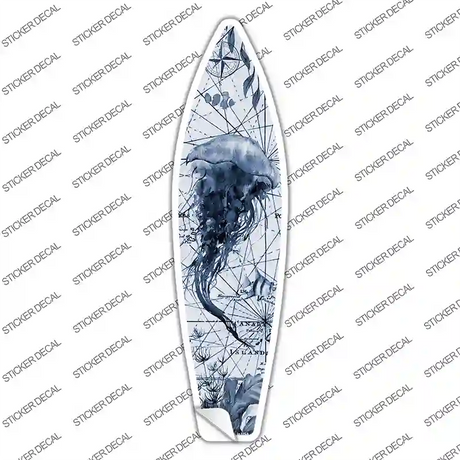 Black and White Jellyfish Novelty Surfboard Sticker Decal Small