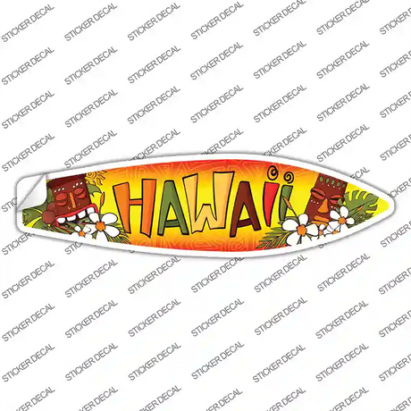 Hawaii With Tikis Novelty Surfboard Sticker Decal Small